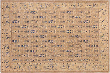 handmade Transitional Kafkaz Chobi Ziegler Tan Blue Hand Knotted RECTANGLE 100% WOOL area rug 8 x 10